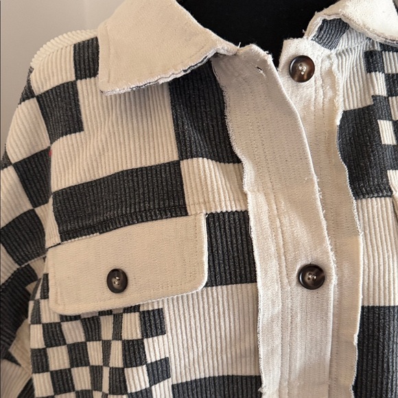 BiBi Checkerboard Shacket in Black & Cream medium - Picture 2 of 13